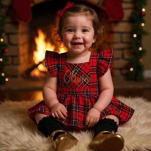 hanna andersson christmas dress Claire & Charlie Tartan Plaid Ruffle Dress 2T main image 0