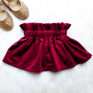 Burgundy Velvet Girls Skirt Christmas Girls Velvet Skirt fall Velvet Baby Skirt Burgundy Soft Velvet Skirt christmas Paper Bag Waist Skirt Etsy