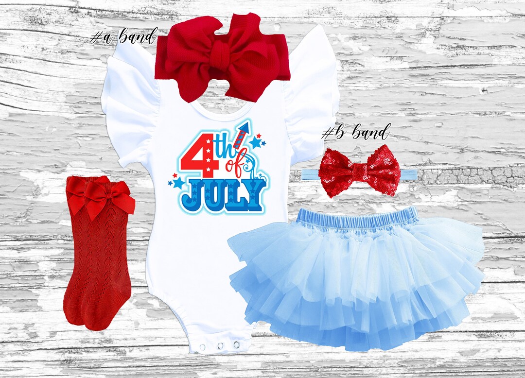 4th Of July Patriotic Girls' Tunic And Bloomers Outfit Set - White Cotton Blend