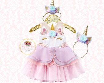 Unicorn Dress, Unicorn headband, Unicorn Birthday outfit, Unicorn tutu dress, Rainbow unicorn set, Unicorn Girls Costume, unicorn dress