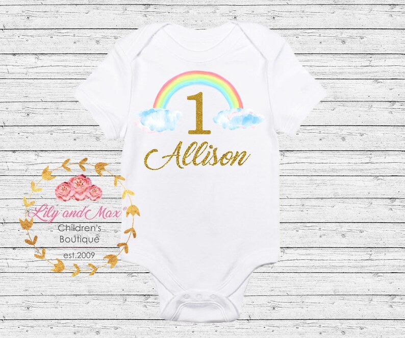 rainbow number shirt Rainbow birthday bodysuit Rainbow bodysuit rainbow bodysuit first rainbow birthday outfit