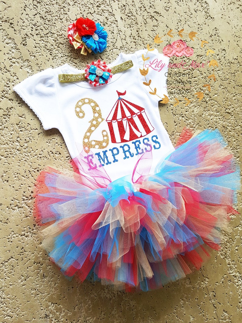 Circus birthday outfit, Carnival birthday outfit, Circus tent themed tutu set, Carnival birthday girl outfit, Circus tent birthday tutu set image 2