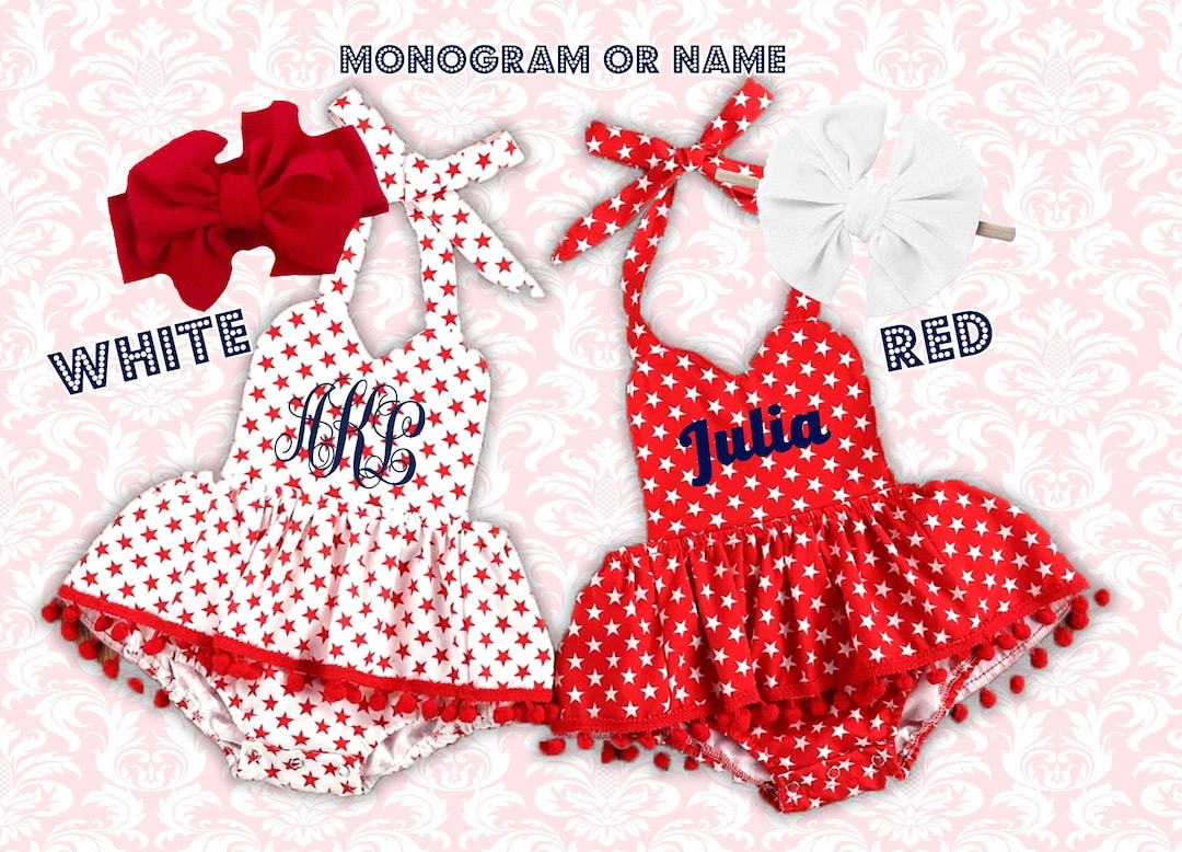 4th of July Baby Girl Romper, 4th of July Romper Set, Patriotic Romper