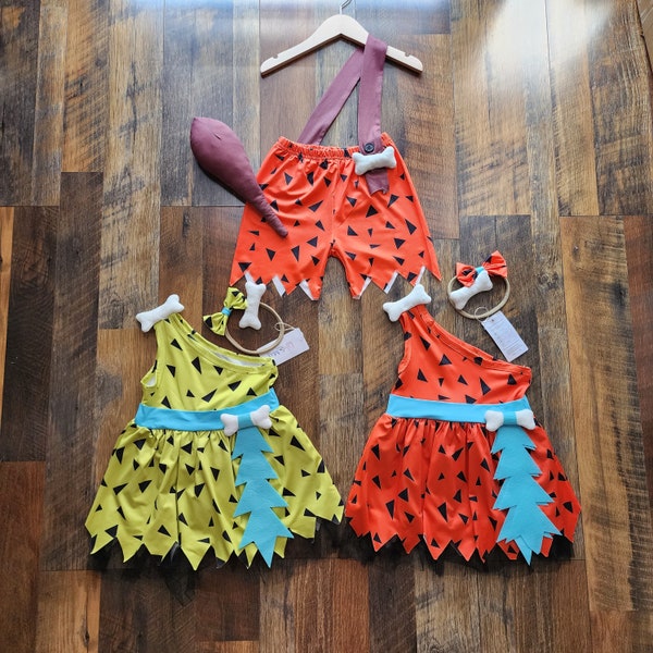 Pebbles inspired dress girl Outfit, Bamm Bamm Outfit, Prehistoric Cave Girl dress costume, Fitness Halloween costume