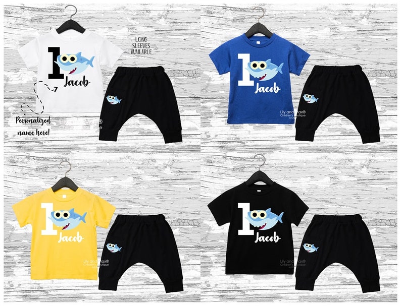 Shark Birthday Boy Outfit Baby Shark Boy Pant Set Shark Etsy