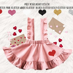 Valentine's day girls outfit, Valentines girls suspender skirt outfit, Valentine's Day girls smash cake outfit, pink suspender skirt dress zdjęcie 2