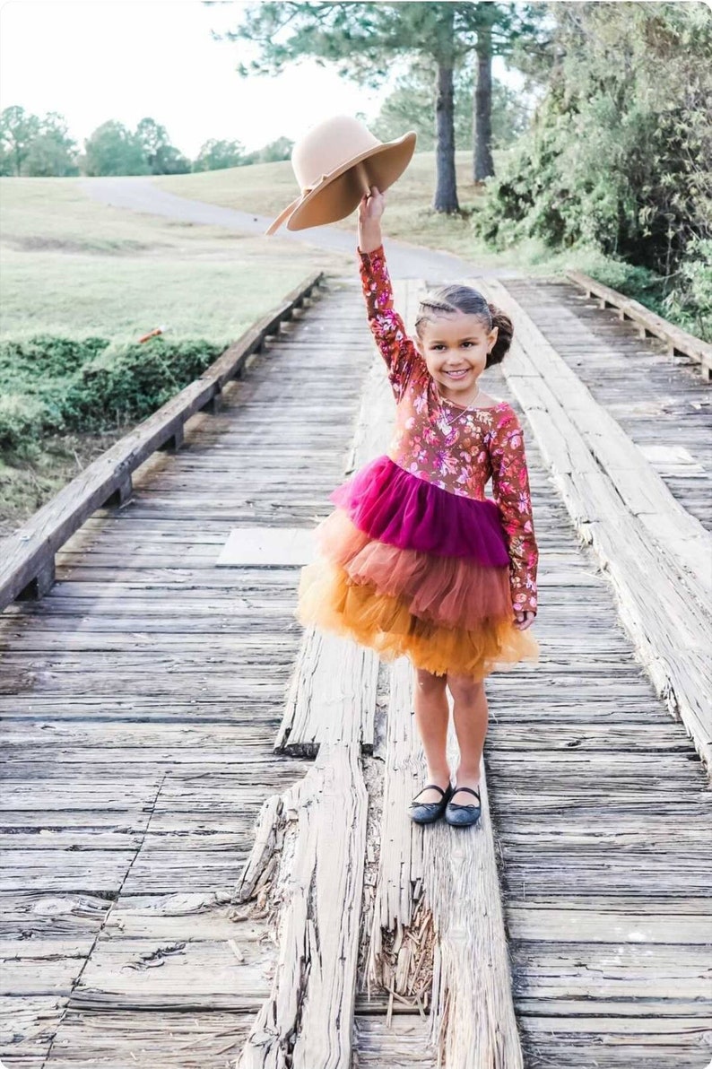 IN STOCK Thanksgiving girl dress, floral boho Thanksgiving dress, Thanksgiving fall girl dress, boho floral toddler dress,floral baby dress image 2