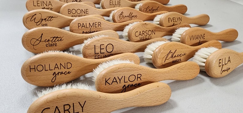 Engraved baby hair brush Personalized baby soft hair brush Baby Shower Gift image 5