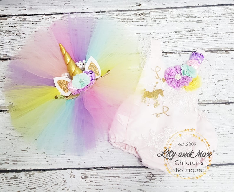 Unicorn headband, pastel colors and gold unicorn headband, unicorn party headband, gold glitter elastic unicorn headband image 8