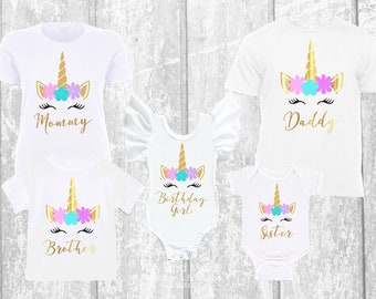 Unicorn Birthday Family Matching Shirts: Sibling Leotard