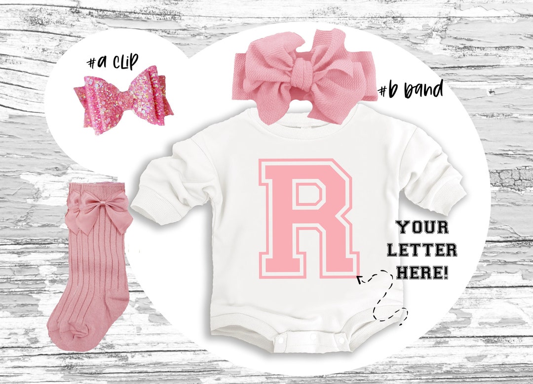 Personalized Baby Girl Outfit, Personalized Varsity Letter Super Soft