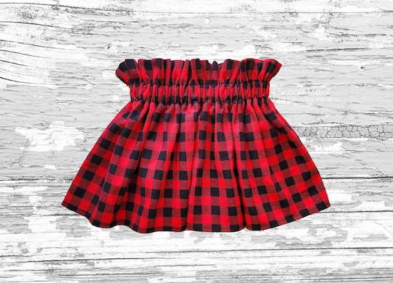 Red Black Buffalo Plaid Girls Skirt Christmas Girls Skirt Fall Lumberjack Baby Skirt Buffalo Plaid Skirt Christmas Paper Bag Waist Skirt Etsy