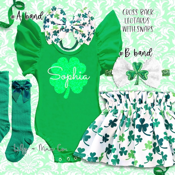 St.Patrick's day shamrock girl Outfit, St.Patrick's baby girl skirt shamrock outfit, Personalized girl St.Patrick's outfit dress