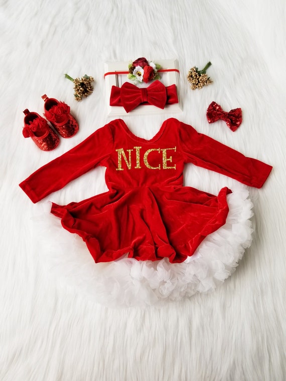 girls red velvet christmas dress