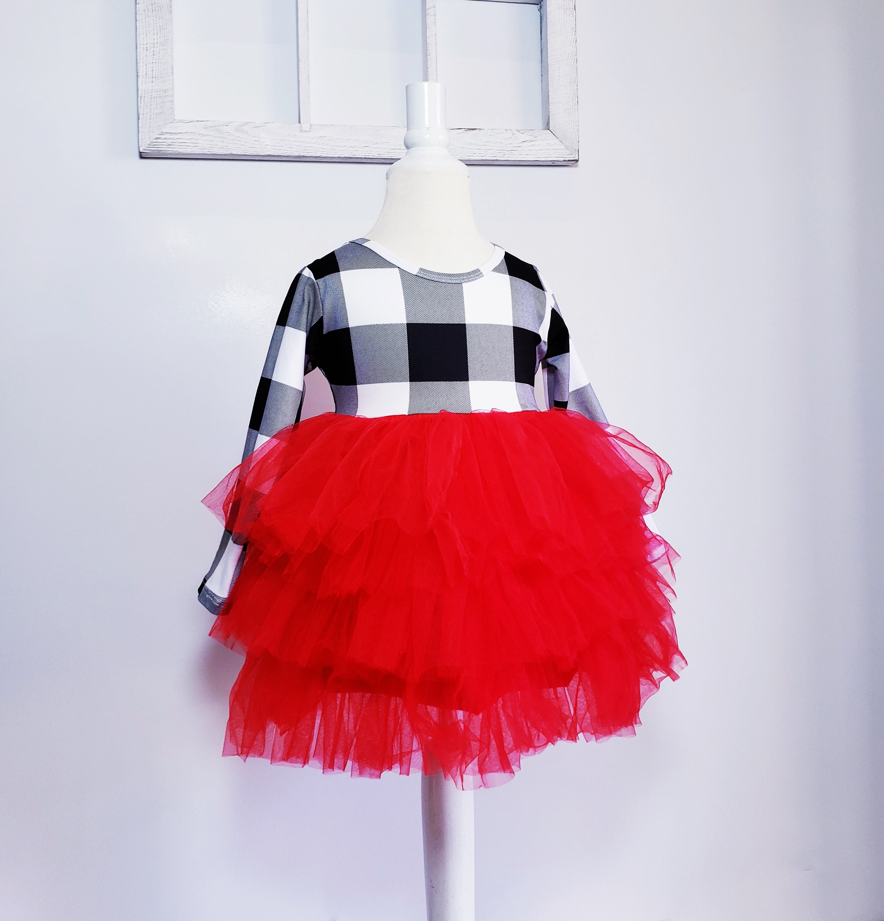Buffalo plaid girl dress Personalized Christmas girls dress | Etsy