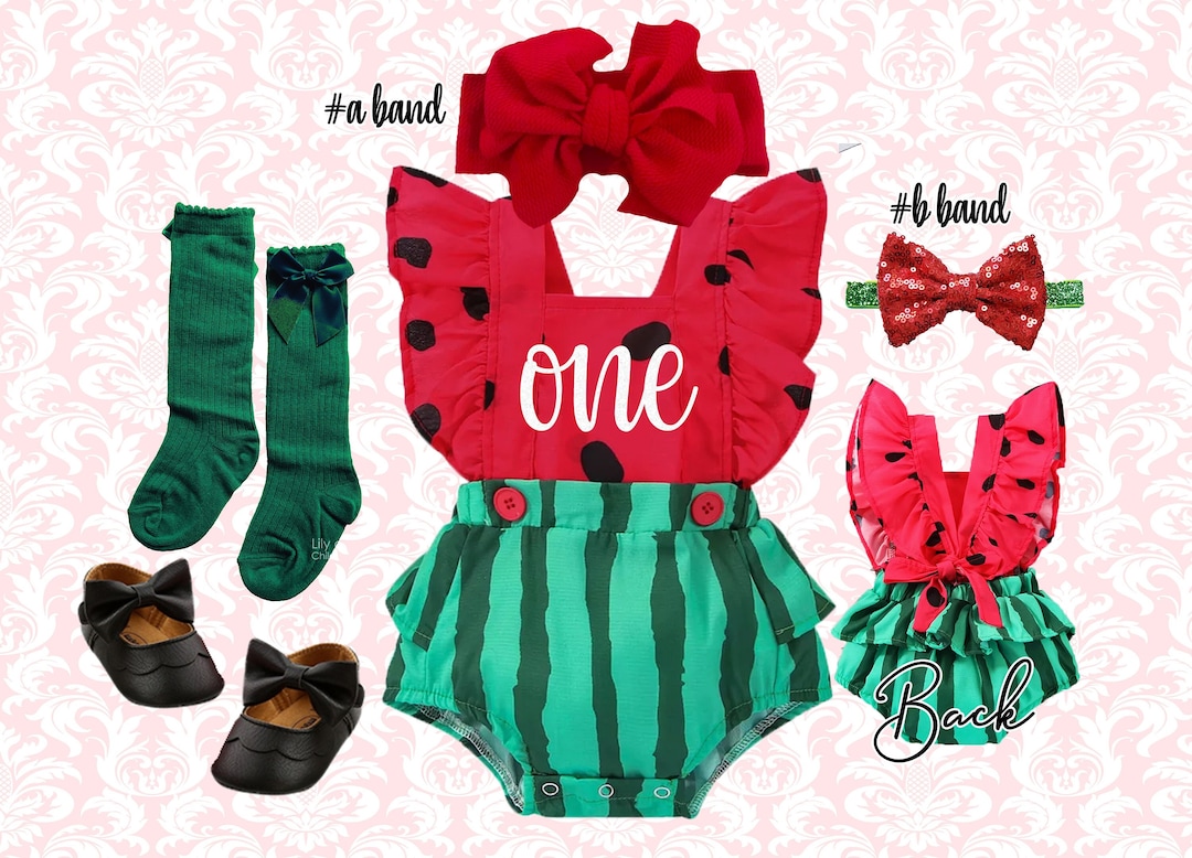 1st Birthday Watermelon Romper Outfit Watermelon Romper One Watermelon