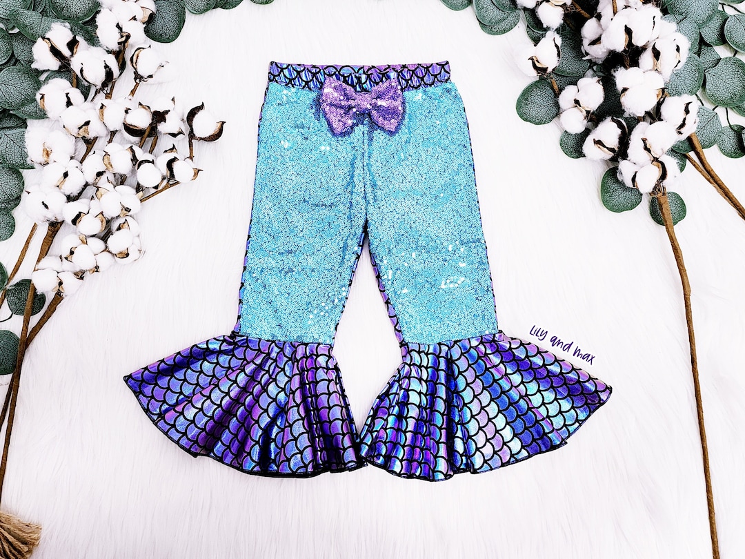 Mermaid Sequin Bell Pants, Mermaid Baby Pants Mermaid Scale Sequin