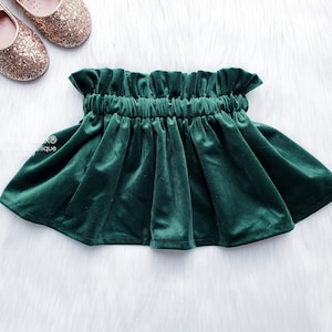 Green Velvet Baby Skirt: High Waist Holiday Party Outfit