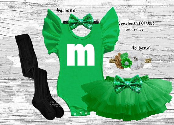 Green M candy Girl Outfit, Halloween Costume for Girls, 1st Birthday dress Green M candy Girl Outfit, Halloween Costume for Girls, 1st Birthday dress