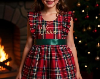 Navy Blue Sleeveless Christmas Holiday Buffalo Plaid Knee Length Fall  Photoshoot Wedding Country Infant Toddler Junior Girl Buffalo Dress - Etsy