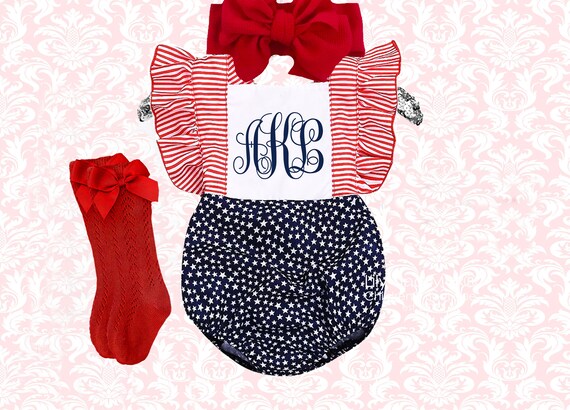 Baby girl 4th of july romper clearance