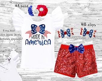 4th of July Sequin Short Set: Patriotic Baby Girl Outfit