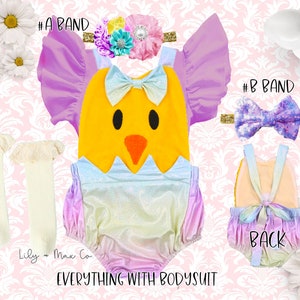 Easter chick girl Outfit, Easter chick romper, 1st Easter chick baby girl outfit, Easter baby girl chick outfit,chick romper girls