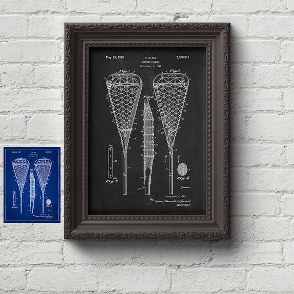 Lacrosse Racquet Patent Print - Sports Gift, Lacrosse Print, Lacrosse Gift, Art Print, Wall Art, Art, Cute Gift