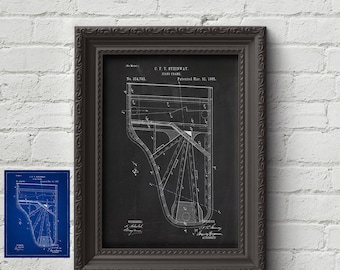 Steinway Piano 1885 Patent Print - Musical Instrument, Classical Music, Piano Gift, Vintage, Retro, Art Print, Wall Art, Art, Cute Gift