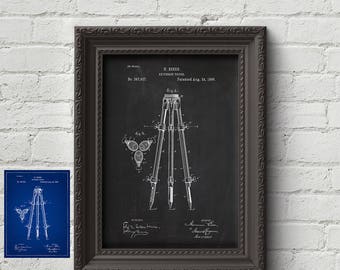Trípode de cámara 1886 Impresión de patente- Fotografía, Regalo de fotógrafo, Impresión de arte, Arte de pared, Arte, Regalo lindo