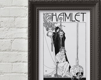 Hamlet - John Austen Illustration Print, Shakespeare, Wall Art, , Art, Cute Gift