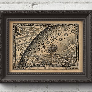 Flammariontryck, Väggkonst, Träsnitt, Gravyr, Renässans, Gustave Dore, Dürer, Astronomi, Stjärnor, Söt Gåva