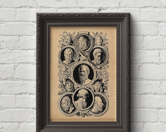 Lámina de filósofos griegos, filósofos griegos, filosofía, arte mural, arte, bonito regalo
