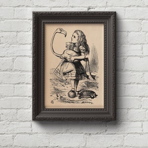 Alice in Wonderland 8  - Flamingo John Tenniel, lewis Carroll, Print, Wall Art, Art, Cute Gift