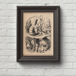 Alice in Wonderland 7  - Caterpillar John Tenniel, lewis Carroll, Print, Wall Art, Art, Cute Gift