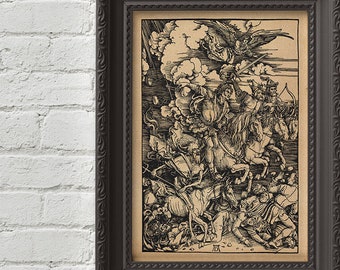 Four Horsemen of the Apocalypse - Albrecht Durer Print, Wall Art, Art, Woodcut, Engraving, Renaissance, Gustave Dore, Dürer, Cute Gift