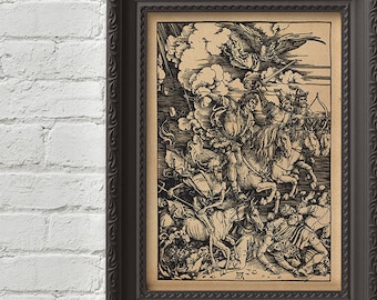 Four Horsemen of the Apocalypse - Albrecht Durer Print, Wall Art, Art, Woodcut, Engraving, Renaissance, Gustave Dore, Dürer, Cute Gift