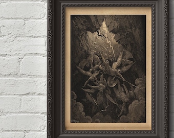 The Mouth of Hell - Gustave Dore Print, Wall Art, Dante, Art, Woodcut, Engraving, Renaissance, Dore, Inferno, Paradise Lost, Cute Gift