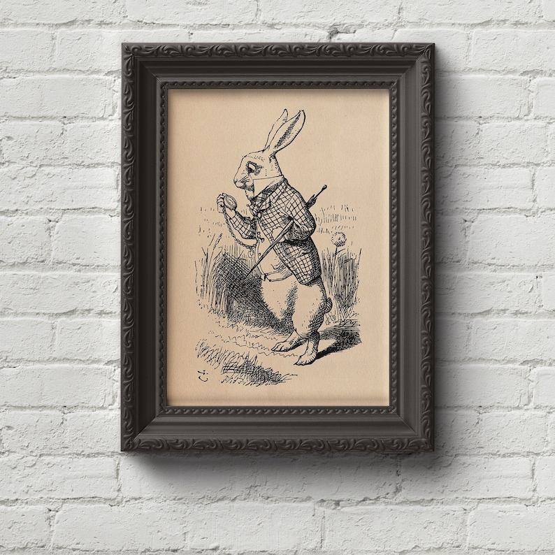 White Rabbit Teniel Running Alice in Wonderland 6 - White Rabbit John Tenniel, Lewis Carroll, Print ...
