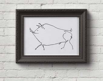 Pig - Pablo Picasso Print, Wall Art, Art, Sketch, Van Gogh, Paul Cezanne, Mondrian, Rembrandt, Dali, Monet, Cute Gift