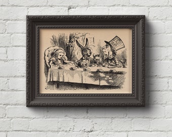 Alice in Wonderland 4  - Mad Hatter John Tenniel, lewis Carroll, Print, Wall Art, Art, Cute Gift