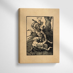 Cain Kills Abel - Albrecht Durer Stretched Canvas Print, Wall Art, Woodcut, Engraving, Renaissance, Dürer, Astronomy, Stars, Cute Gift