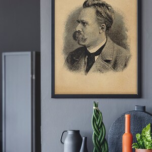 Friedrich Nietzsche Portrait Print, Wall Art, Art, Woodcut, Engraving, Philosophy, Philosopher, Hegel, Kant, Descartes, Hume, Cute Gift image 6