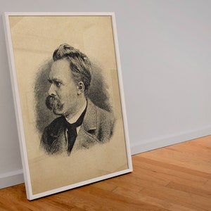 Friedrich Nietzsche Portrait Print, Wall Art, Art, Woodcut, Engraving, Philosophy, Philosopher, Hegel, Kant, Descartes, Hume, Cute Gift image 2