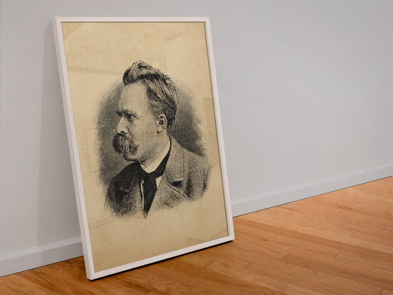 Friedrich Nietzsche Portrait Print, Wall Art, Art, Woodcut, Engraving, Philosophy, Philosopher, Hegel, Kant, Descartes, Hume, Cute Gift image 2