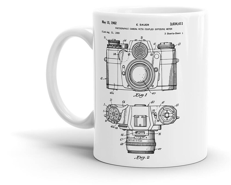 Zeiss Camera Patent Coffee Mug Photography, Photographer, Folding Camera, Vintage, Retro, Sport, Cool Gift image 1