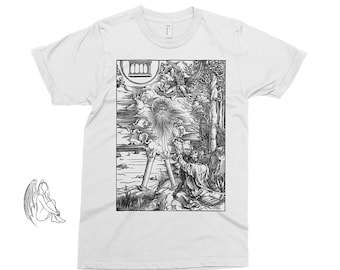 San Juan devora el libro - Apocalipsis - Camiseta de Alberto Durero, Camiseta, Durero, Arte, Xilografía, Grabado, Lindo Regalo