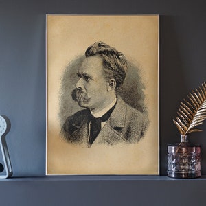 Friedrich Nietzsche Portrait Print, Wall Art, Art, Woodcut, Engraving, Philosophy, Philosopher, Hegel, Kant, Descartes, Hume, Cute Gift image 5