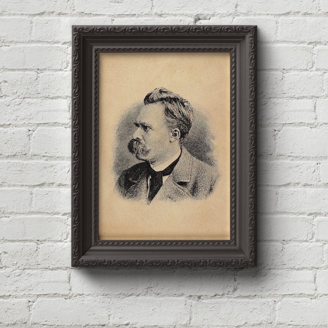 フリードリヒ・ニーチェの肖像画プリント、ウォールアート、アート、木