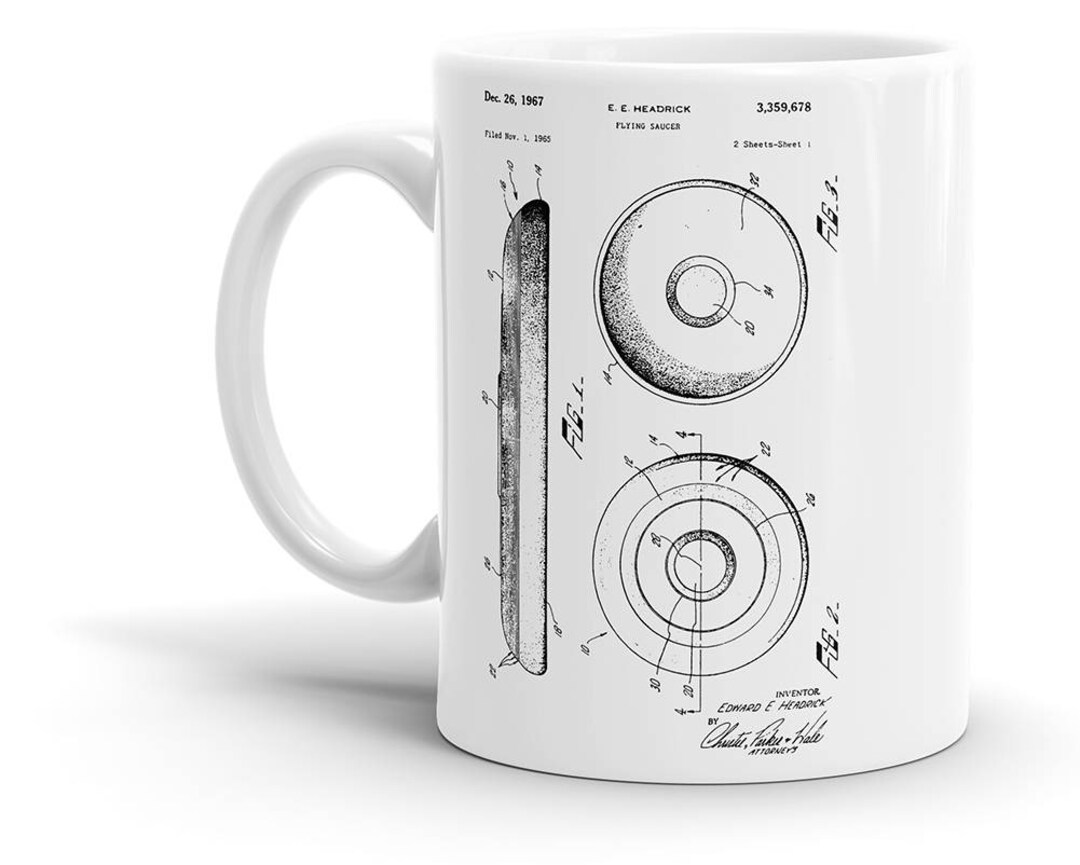 Frisbee Patent Coffee Mug Games, Game, Fun, Toy, Ultimate Frisbee